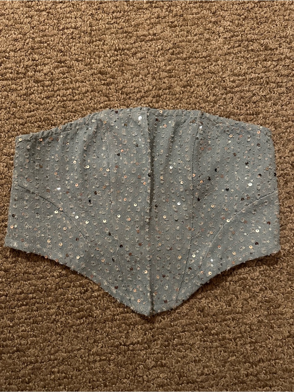 Women’s Sequin Embellished Denim Strapless Top